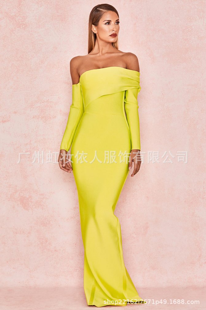 Women's Irregular One Shoulder Split Bandage Dress - Image 3